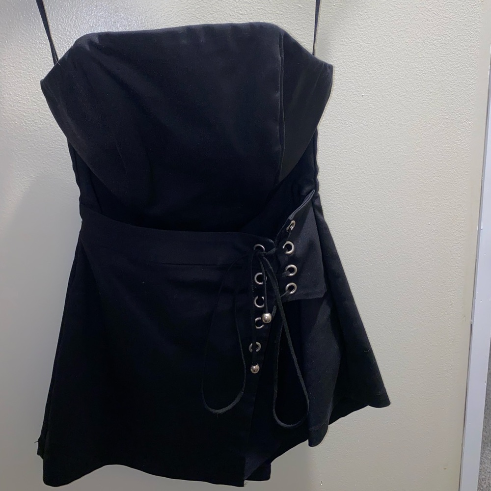 Joyce Side Lace Romper in Black